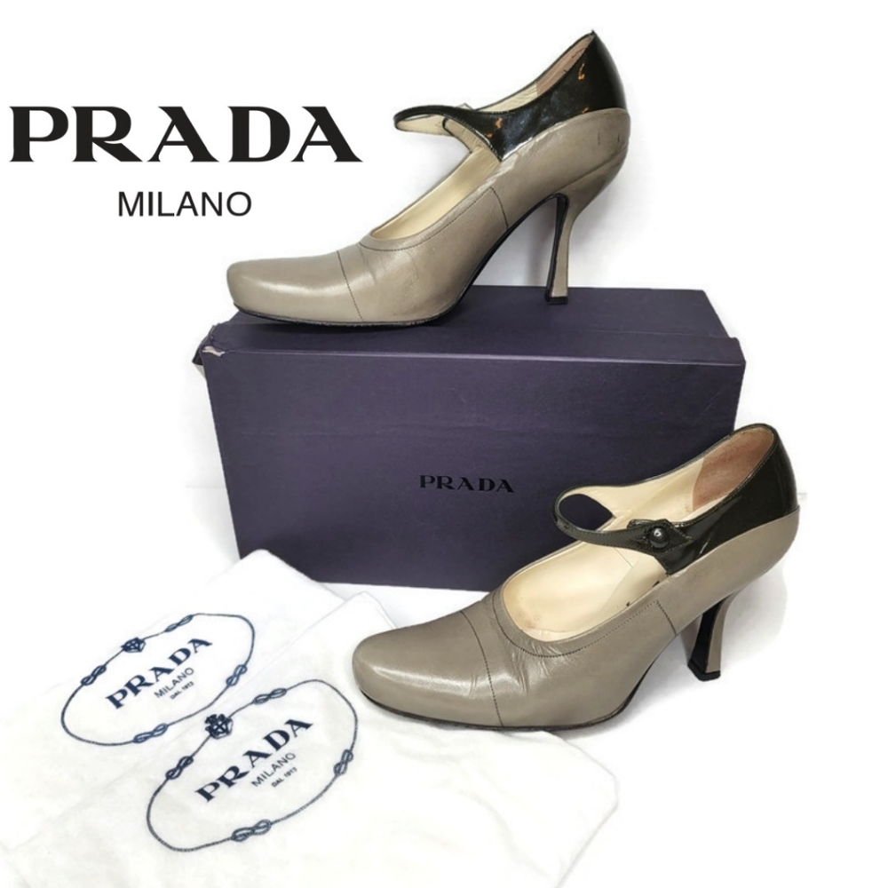 Prada vintage Mary Jane style leather heels 38